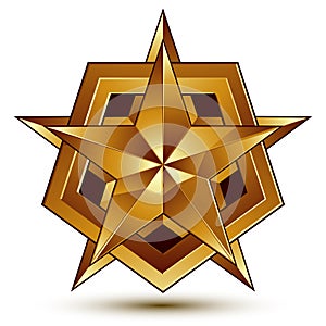 3d vector classic royal symbol, sophisticated golden star emblem