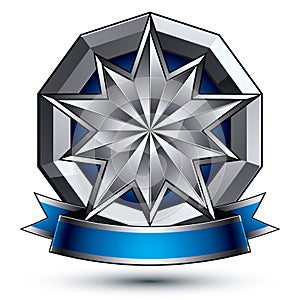 3d vector classic royal symbol, sophisticated silver emblem