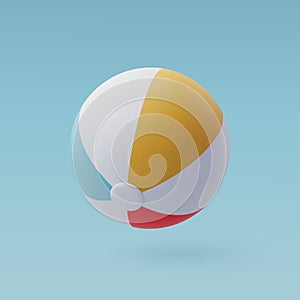 3d Vector Colorful Beach Ball, Summer Journey, Time to Travel Concept