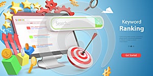 3D Vector Conceptual Illustration of Keyword Ranking