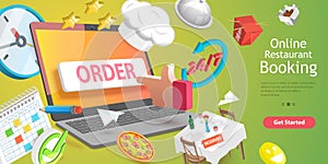 3D Vector Conceptual Illustration of Online Restaurant Booking