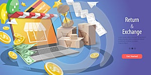 3D Vector Conceptual Illustration of Return And Exchange