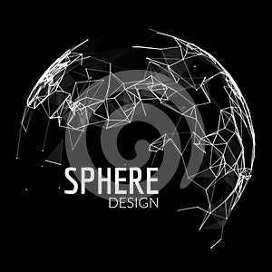 3d vector geometric background for business or science presentation. Line network polygon sphere. Abstract concept