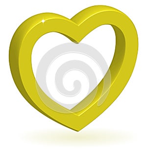 3D vector golden heart hearts love white background icon icons symbol valentines day valentine ring shape romantic symbol wedding