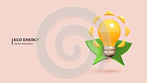 3d Vector Green Energy Concept. Vector illustration