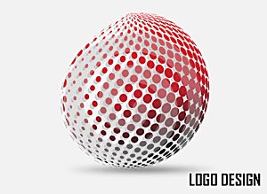 3d Vector Halftone Sphere. Vector Background.