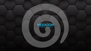 3D Vector Hexagon Tech Structure Abstract Black Background