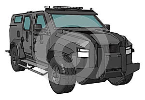 3D vector illustration of armed military vehicle