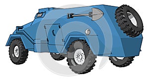 3D vector illustration of a blue armoured military vehicle