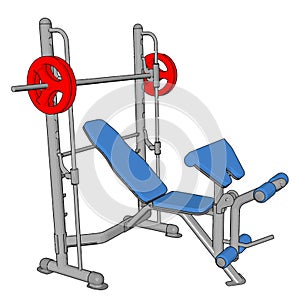 3D vector illustration of a blue gym weight lifting achine