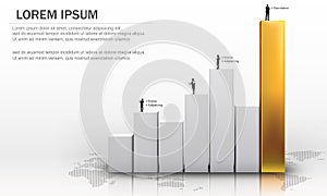 3D Vector illustration of metallic chart bars