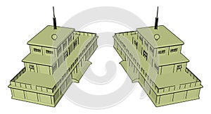 3D vector illustration  of a military barracks