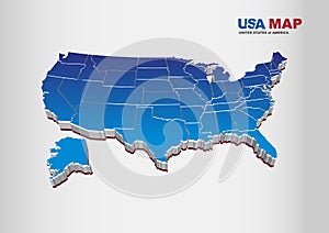 3D Vector Illustration of United States of America / USA Map with