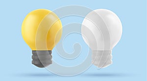 3D vector Light Bulb realistic icon. Business idea and strategy concept. Energy-saving lamp. Eco-friendly electricity. Bright