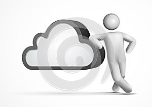 3d vector man leaning on a cloud