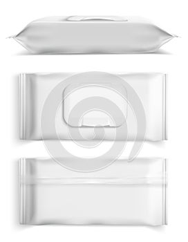3d vector mock up for wet wipes pouch or pack. Product ad element isolated on white