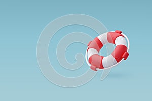 3d Vector Red and White Life Rescue, Lifebuoy. Summer Journey, Time to Travel Concept