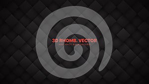 3D Vector Rhombus Blocks Grid Technological Dark Gray Abstract Background