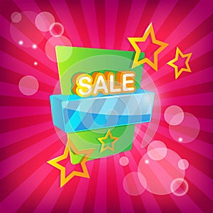 3d Vector Sale Icon in Colorful Poster Format