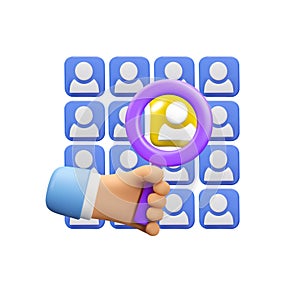 3d vector search people icon