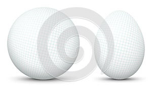 3D Vector Sphere and Egg - Side by Side - Textured with Maths Graph Paper