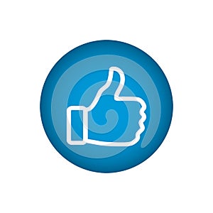 3d vector thumbs up round blue cartoon bubble emoticon for social media chat, comment reactions, icon template like emoji