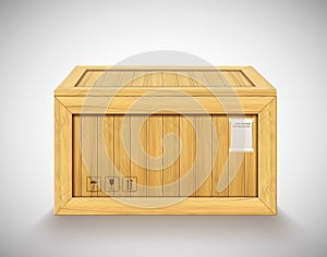 3D vector wooden large container for fragile freight delivery