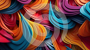 3D vibrant color abstract paper art background