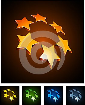 3d vibrant constellation emblems.