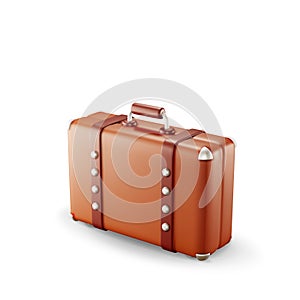 3D vintage old travel suitcase isolated