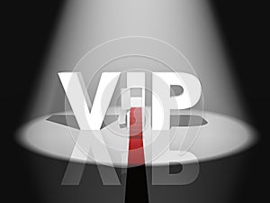 3D VIP Text with red carpet by night