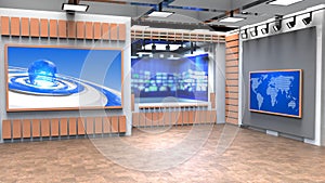 3D Virtual News Studio Background