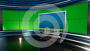 3D Virtual TV Studio News with green screen