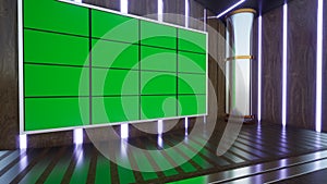 3D Virtual TV Studio News with green screen