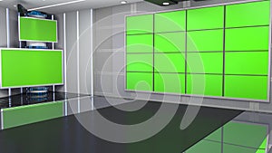 3D Virtual TV Studio News with green screen