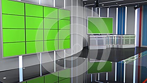 3D Virtual TV Studio News with green screen