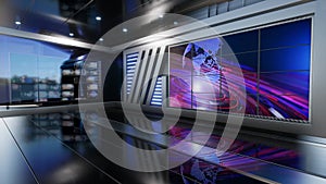 3D Virtual TV Studio News with green screen