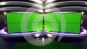 3D Virtual TV Studio News with green screen