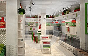 3d visualization of food store. The interior in Provence style