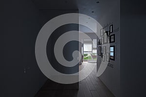 3d visualization of the interior of the hall, city apartment