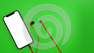 3d visualization of a phone with headphones on a green background