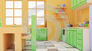 3d visualization of a toy kitchen