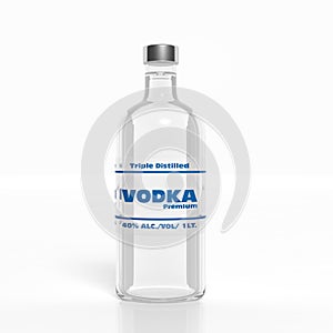 3D vodka transparent glass bottle