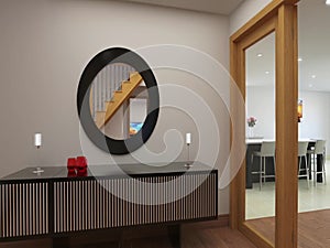 3D walkthrough animation of hallway interior