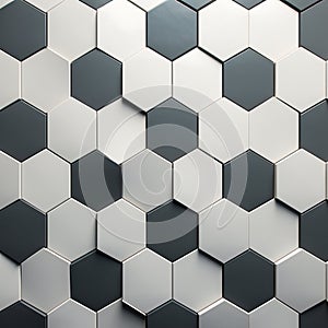 3d wall with a hexagonal black and white tile