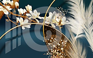 3D wallpaper design with florals for photomural background3d wallpaper,background,decoration,design,wall