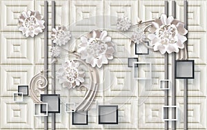 3d wallpaper jewelry flowers on boxes leather background