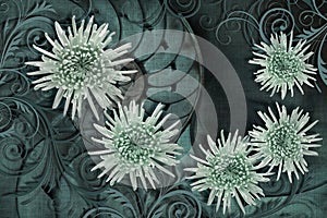 3d wallpaper texture, aster on viridian abstract canvas textures