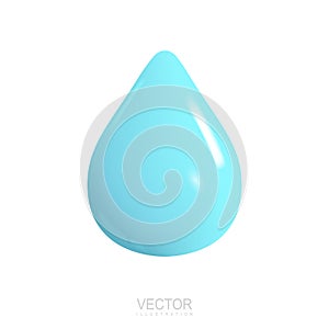 3d water drop isolated on white background. Vector illustration