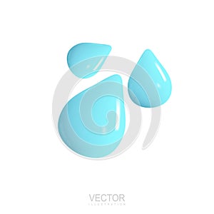 3d water drops isolated on white background. Water splash. Realistic vector